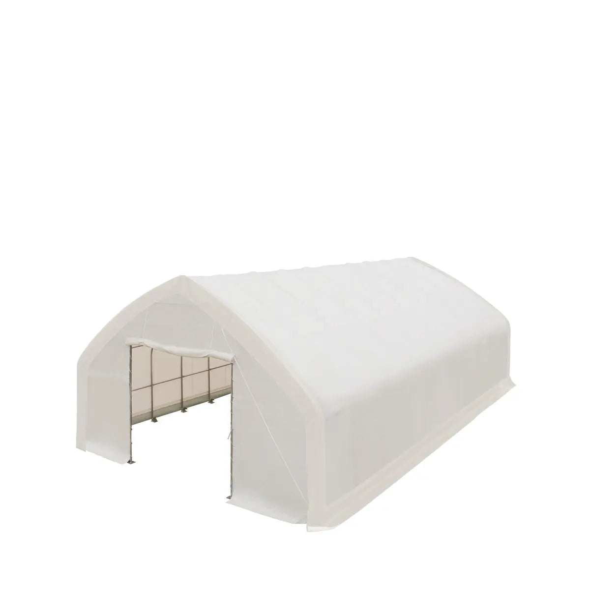 30' x 50' Straight Wall Peak Ceiling Storage Shelter with Heavy Duty 17 oz PVC Cover & Drive Through Doors, TMG-ST3050V (Discontinued – No Longer Available)