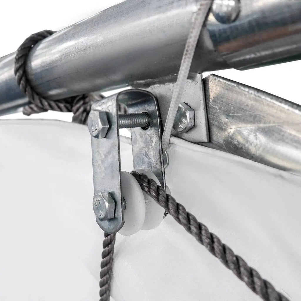 30' x 50' Straight Wall Peak Ceiling Storage Shelter with Heavy Duty 17 oz PVC Cover & Drive Through Doors, TMG-ST3050V (Discontinued – No Longer Available)