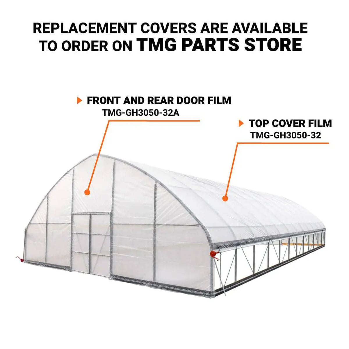 30' x 50' Commercial Tunnel Greenhouse with 6 Mil Clear Poly Covers and Roll-Up Sides TMG-GH3050-V2 (Previously GH3050)