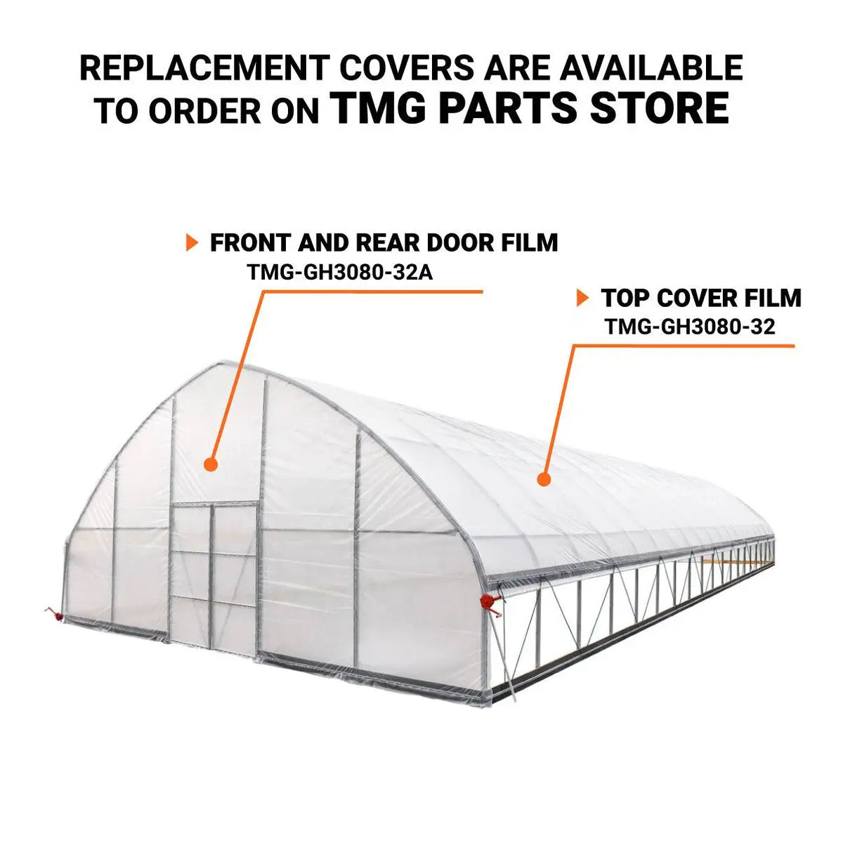 30' x 80' Commercial Tunnel Greenhouse with 6 Mil Clear Poly Covers and Roll-Up Sides TMG-GH3080-V2 (Previously GH3080)