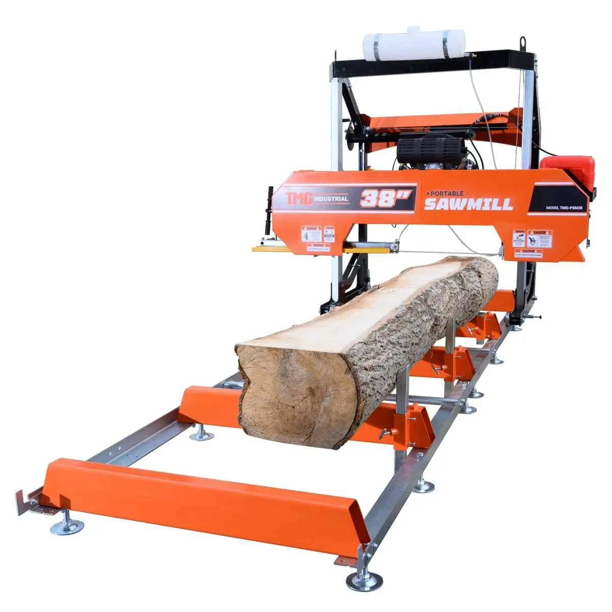 40" Portable Sawmill, 13' Track Length, 24 HP V-Twin Engine, 4-Post Carriage, 10 L Water Tank, EPA Certified Fuel Tank, TMG-PSM38