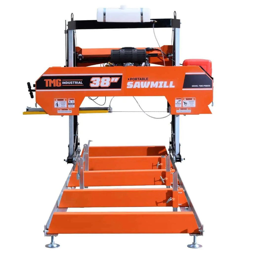 40" Portable Sawmill, 13' Track Length, 24 HP V-Twin Engine, 4-Post Carriage, 10 L Water Tank, EPA Certified Fuel Tank, TMG-PSM38