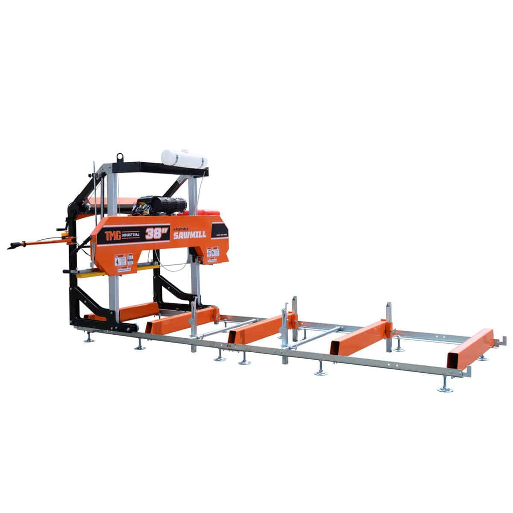 40" Portable Sawmill, 13' Track Length, 24 HP V-Twin Engine, 4-Post Carriage, 10 L Water Tank, EPA Certified Fuel Tank, TMG-PSM38