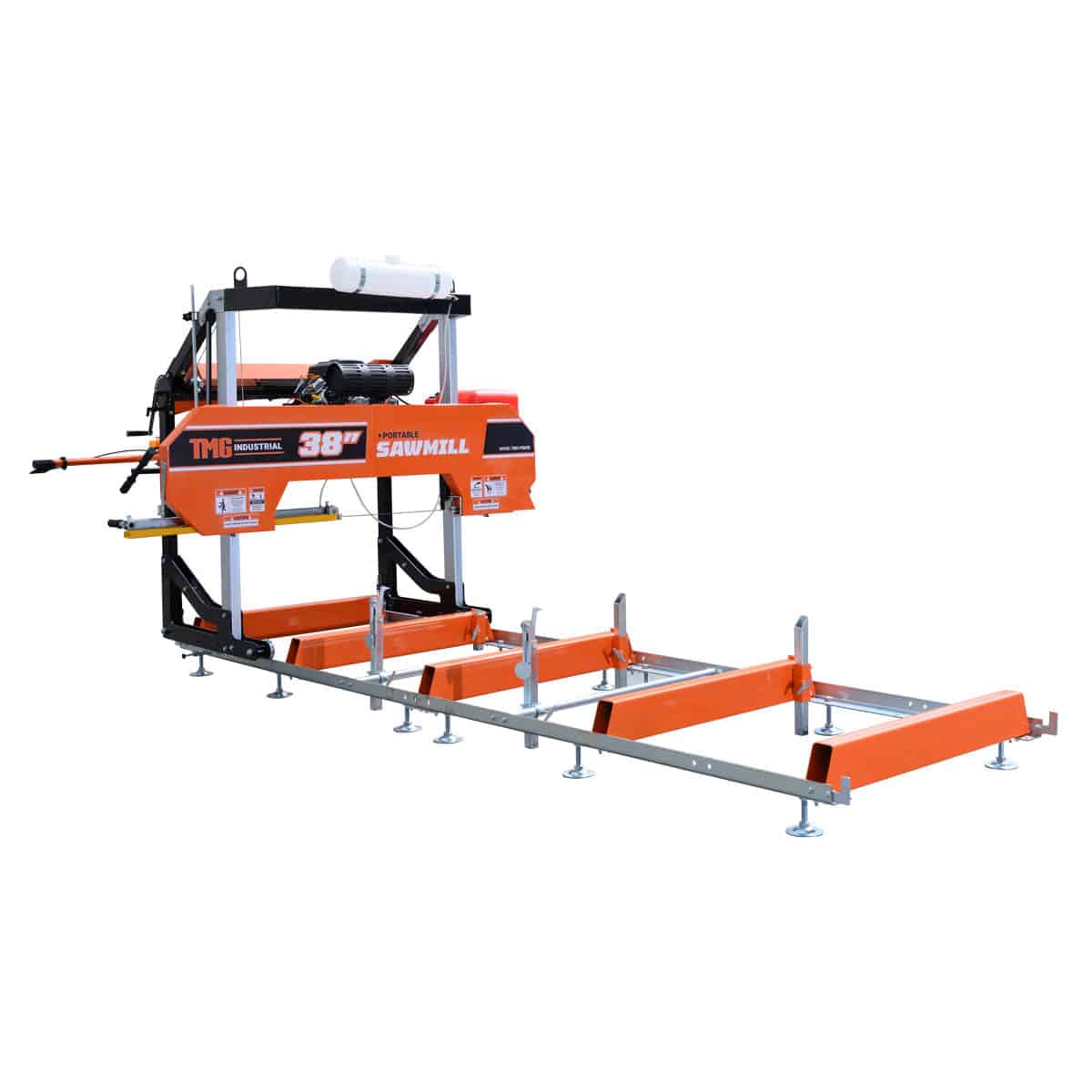 40" Portable Sawmill, 13' Track Length, 24 HP V-Twin Engine, 4-Post Carriage, 10 L Water Tank, EPA Certified Fuel Tank, TMG-PSM38