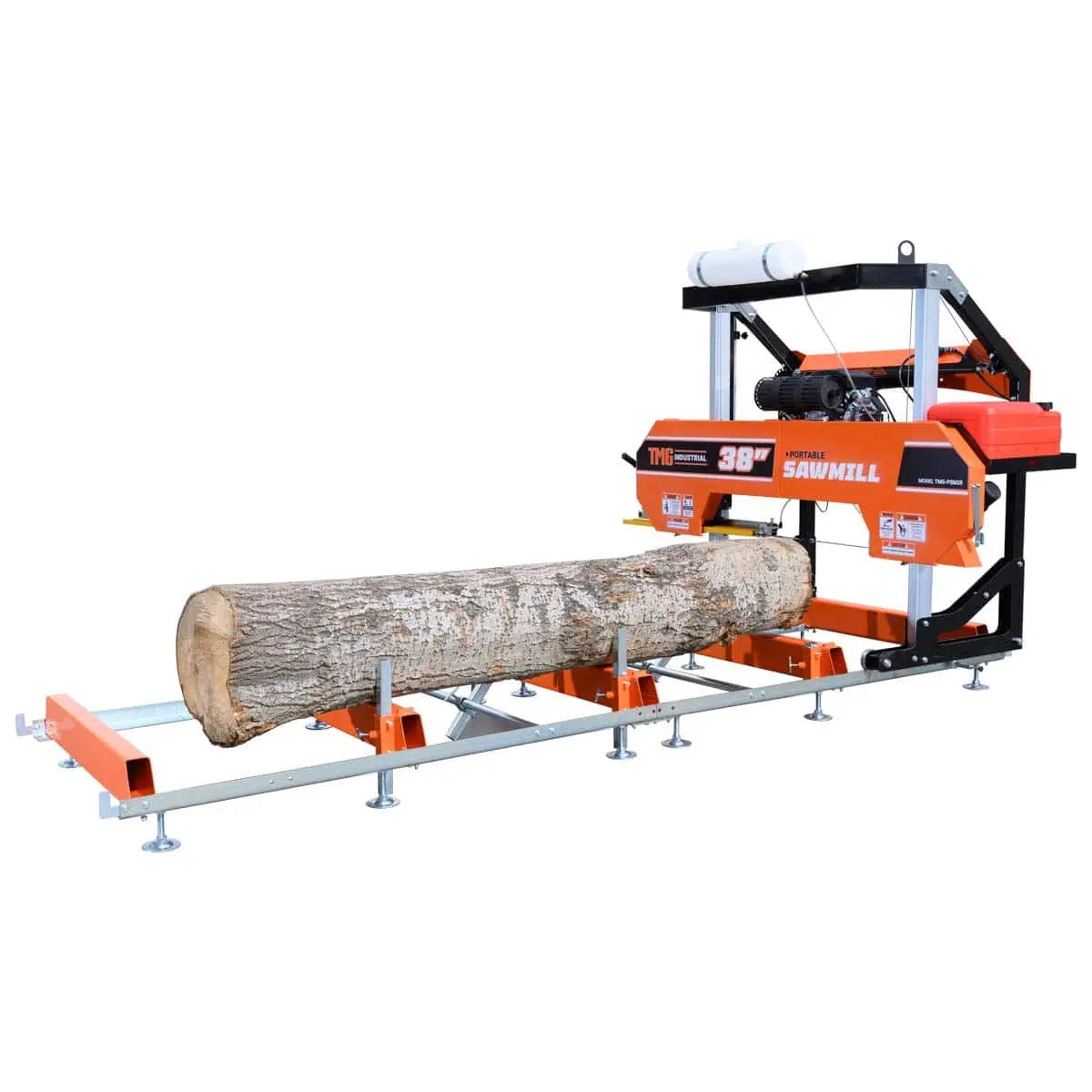 40" Portable Sawmill, 13' Track Length, 24 HP V-Twin Engine, 4-Post Carriage, 10 L Water Tank, EPA Certified Fuel Tank, TMG-PSM38