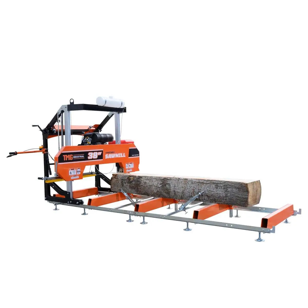 40" Portable Sawmill, 13' Track Length, 24 HP V-Twin Engine, 4-Post Carriage, 10 L Water Tank, EPA Certified Fuel Tank, TMG-PSM38