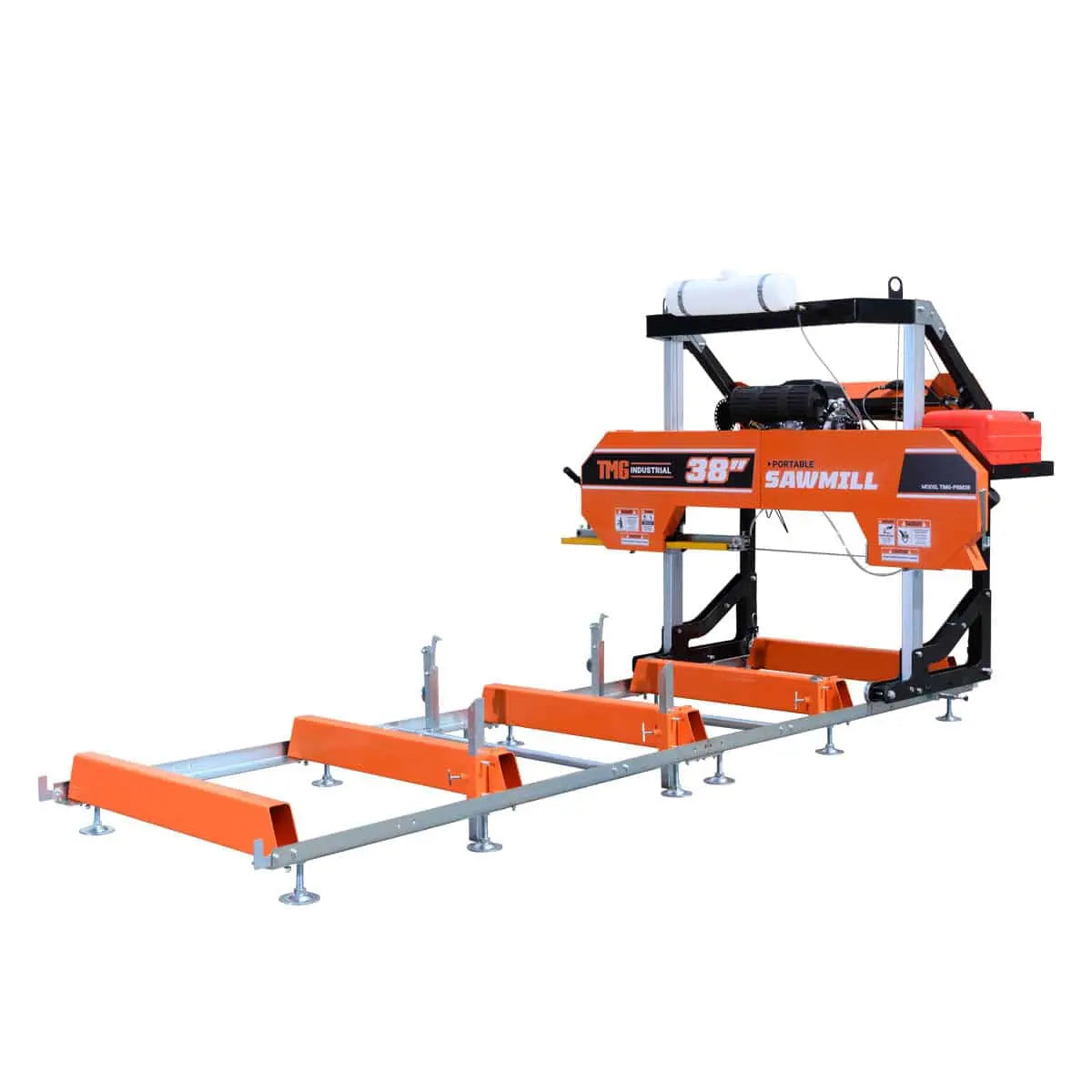 40" Portable Sawmill, 13' Track Length, 24 HP V-Twin Engine, 4-Post Carriage, 10 L Water Tank, EPA Certified Fuel Tank, TMG-PSM38