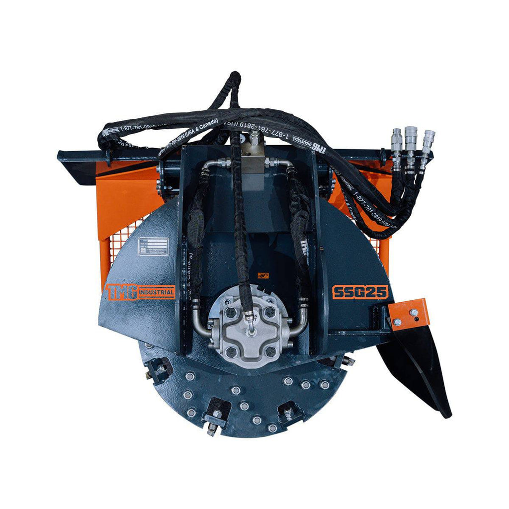 Skid Steer Stump Grinder, 24" Rotor Size, 7" Cutting Below Ground, Steel Carbide Teeth, TMG-SSG25 (Discontinued – No Longer Available)