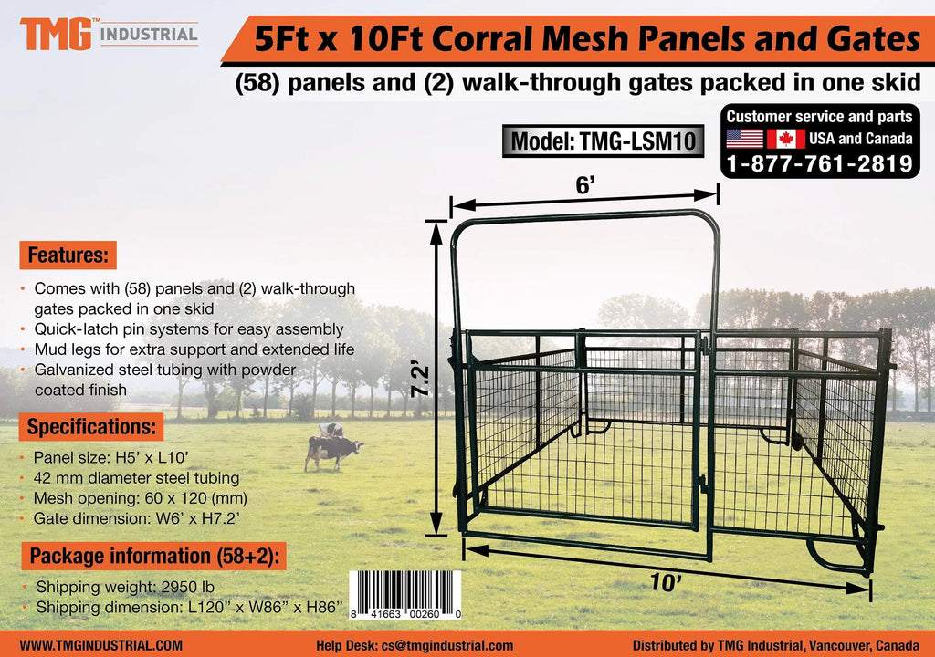 5' x 10' Livestock Corral Mesh Panels and Gates (58 panels & 2 gates packed in one skid) TMG-LSM10