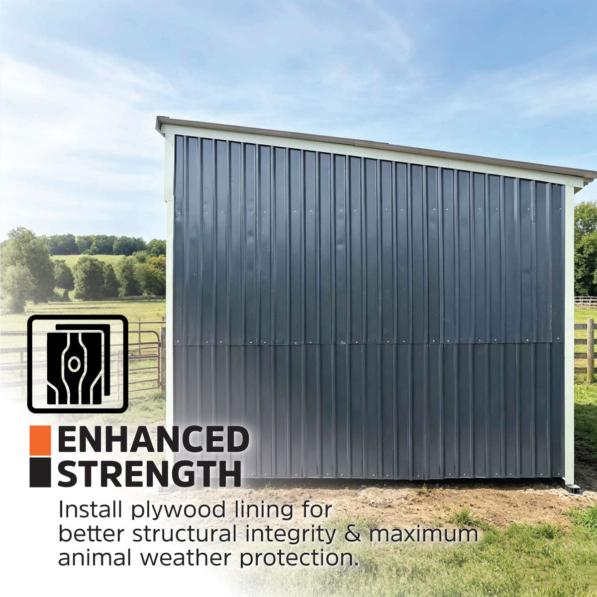 12' x 20' Horse Run-In Shed with Portable Skid Mount and Wide Front Opening for Livestock Shelter, Bolts & Nuts Assembling TMG-MSK1220