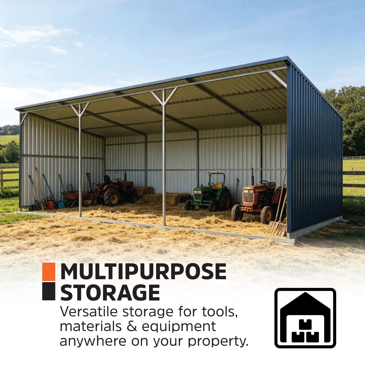 12’ x 27’ Horse Run-In Shed with Portable Skid Mount and Wide Front Opening for Livestock Shelter, Bolts & Nuts Assembling TMG-MSK1227