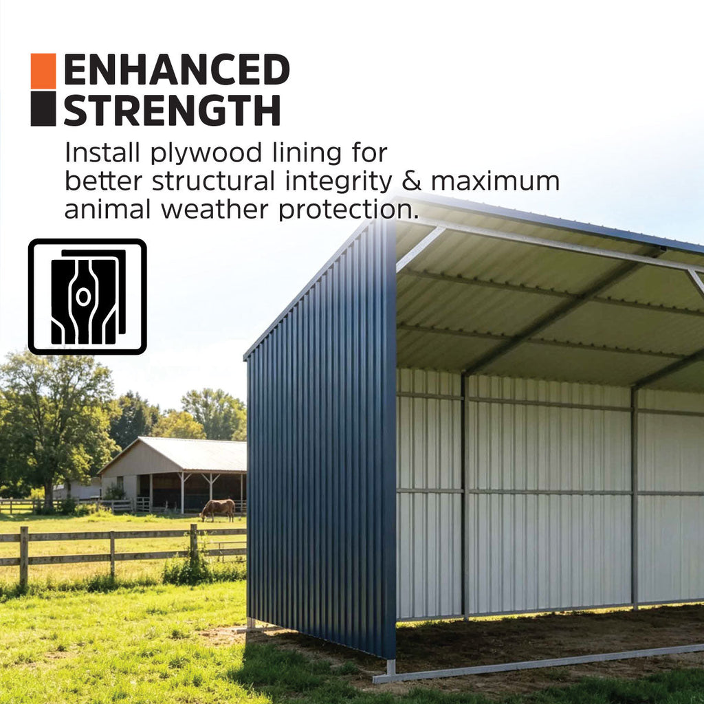 12’ x 27’ Horse Run-In Shed with Portable Skid Mount and Wide Front Opening for Livestock Shelter, Bolts & Nuts Assembling TMG-MSK1227