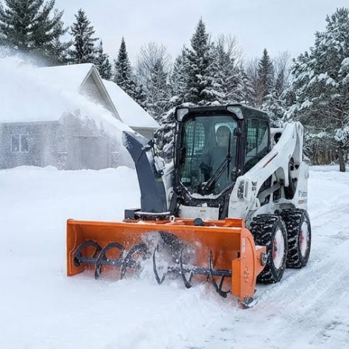 72" Skid Steer Snow Blower, 45-75 HP Loader Required, 24" Diameter Impeller, 360° Motor Driven Snow Chute, TMG-SSB72
