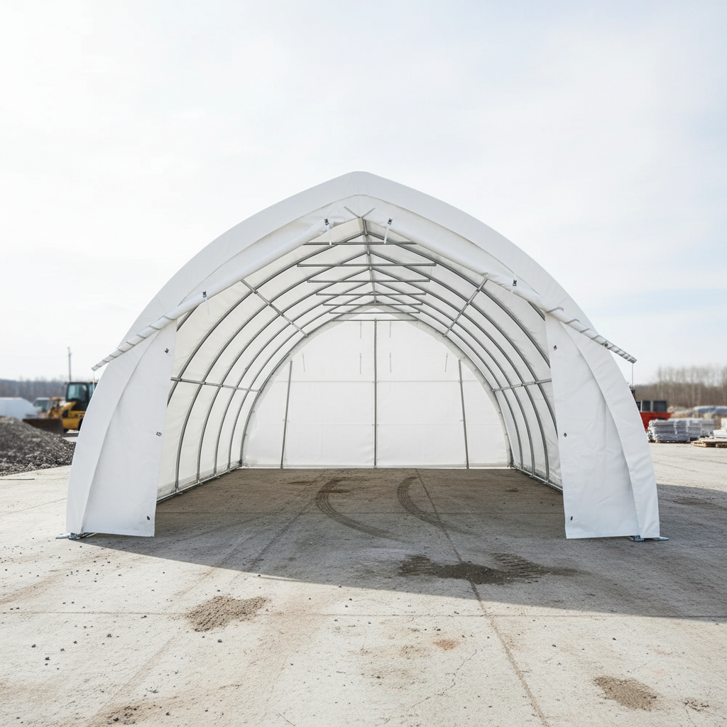 20' x 30' Arch Wall Peak Ceiling Storage Shelter with Heavy Duty 11 oz PE Cover & Drive Through Doors, TMG-ST2032P (Previously ST2031P)