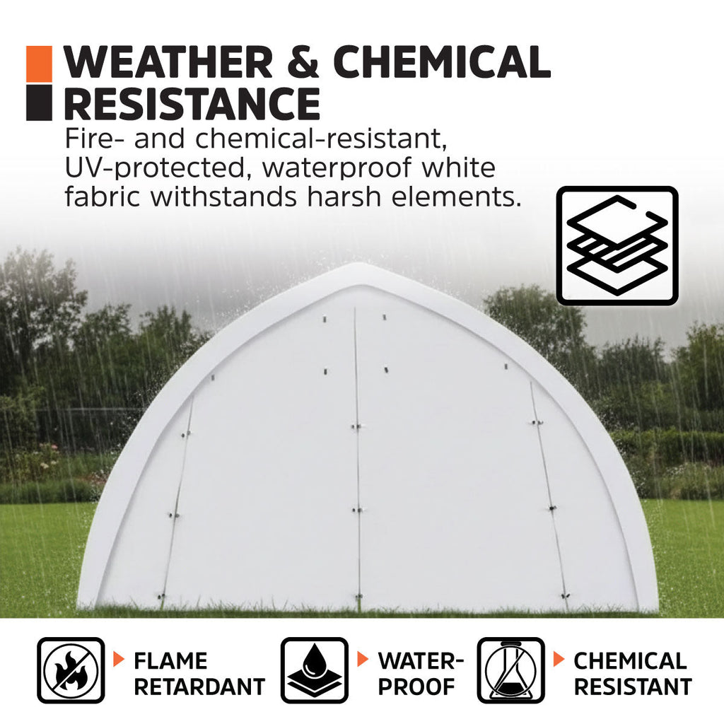 20' x 30' Arch Wall Peak Ceiling Storage Shelter with Heavy Duty 17 oz PVC Cover & Drive Through Doors, TMG-ST2032PV (Previously ST2031PV)