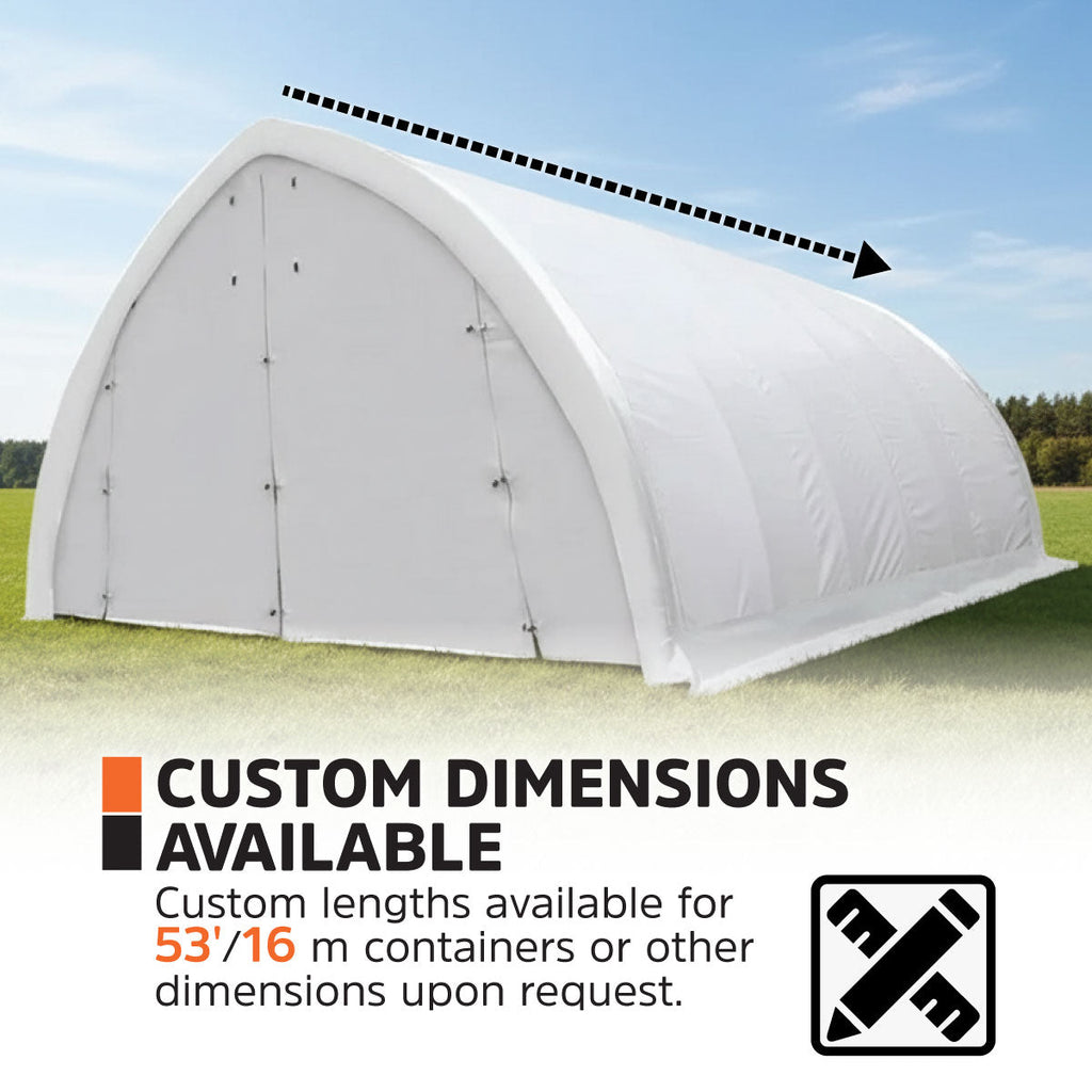 20' x 30' Arch Wall Peak Ceiling Storage Shelter with Heavy Duty 17 oz PVC Cover & Drive Through Doors, TMG-ST2032PV (Previously ST2031PV)