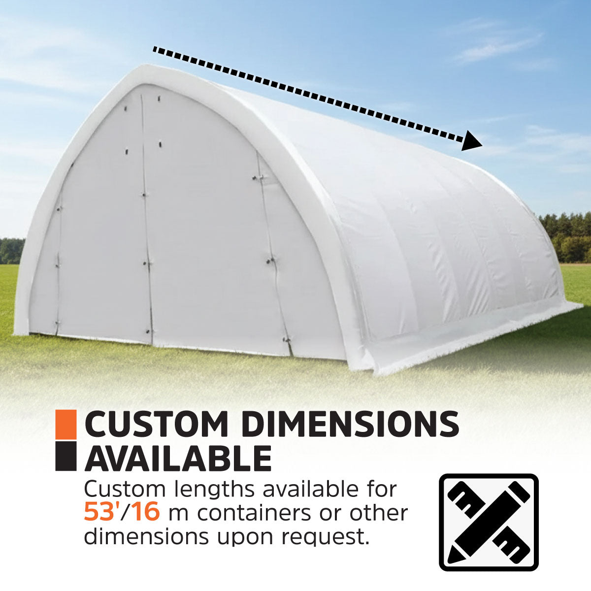20' x 30' Arch Wall Peak Ceiling Storage Shelter with Heavy Duty 17 oz PVC Cover & Drive Through Doors, TMG-ST2032PV (Previously ST2031PV)