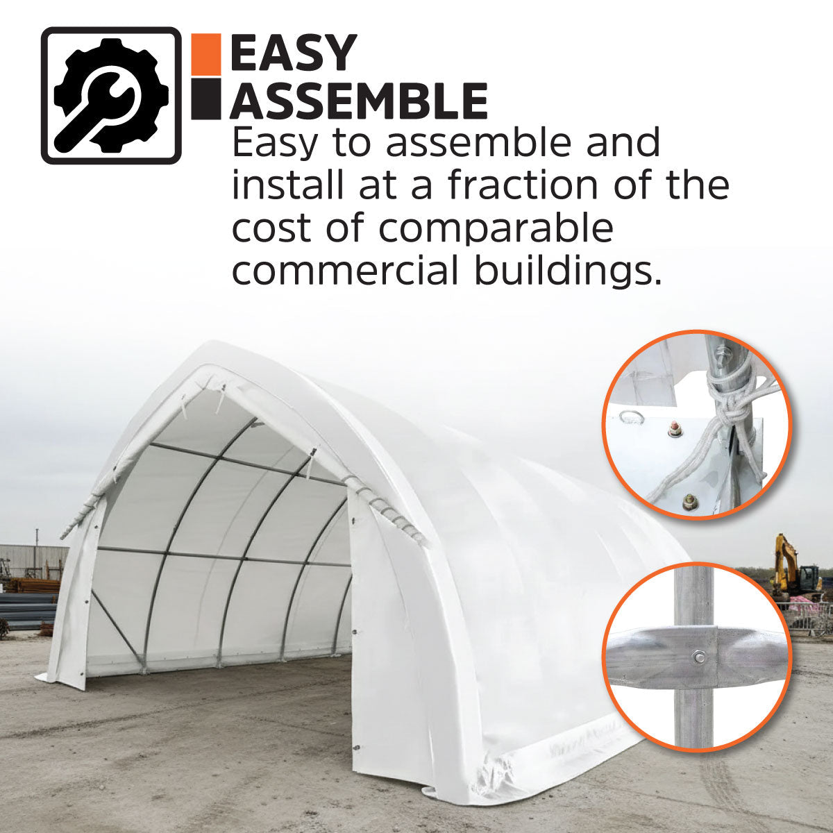 20' x 30' Arch Wall Peak Ceiling Storage Shelter with Heavy Duty 11 oz PE Cover & Drive Through Doors, TMG-ST2032P (Previously ST2031P)