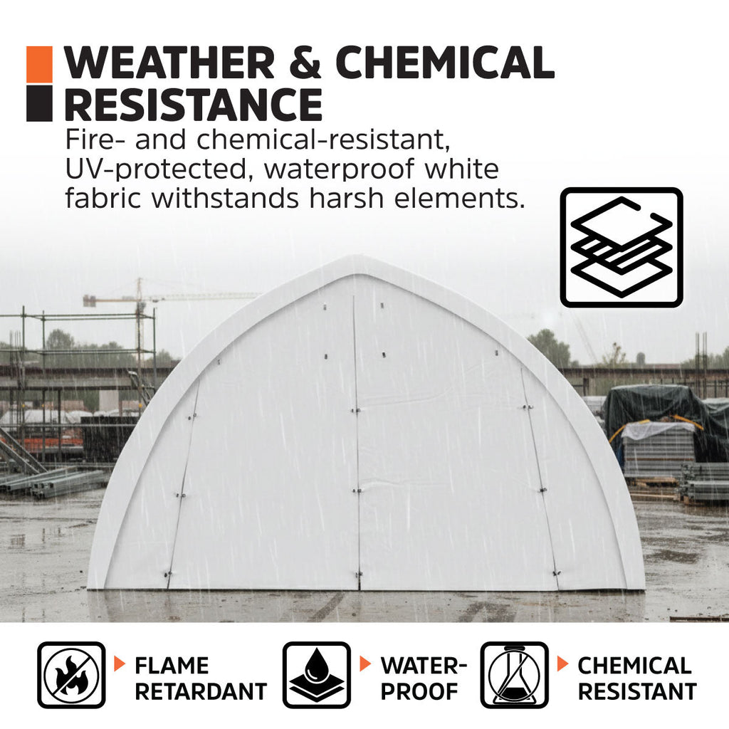 20' x 30' Arch Wall Peak Ceiling Storage Shelter with Heavy Duty 11 oz PE Cover & Drive Through Doors, TMG-ST2032P (Previously ST2031P)