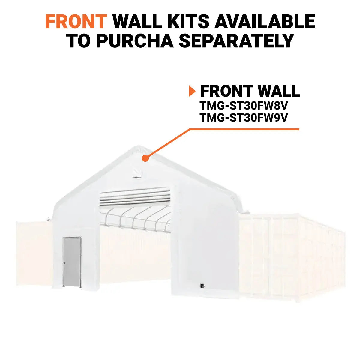30' x 40' PVC Fabric Container Shelter, Peak Roof, with End Wall & Partial Front Drop, TMG-ST3042CVF (Previously ST3041CVF)