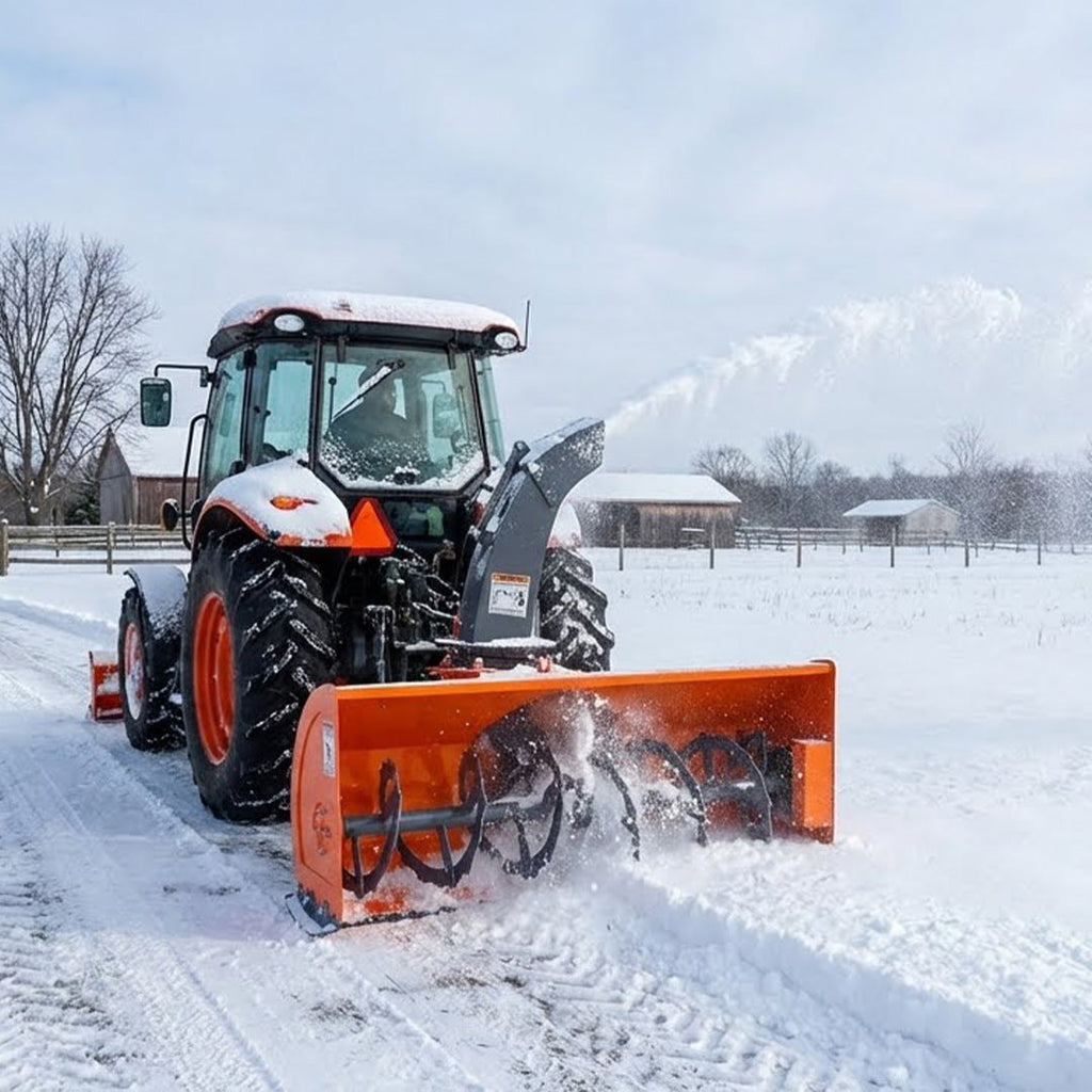 84" 3-Point Hitch Snow Blower, 25-90 HP, 24" Diameter Impeller, 360° Snow Chute, CAT 1 & CAT 2 Suspension, TMG-TBS84