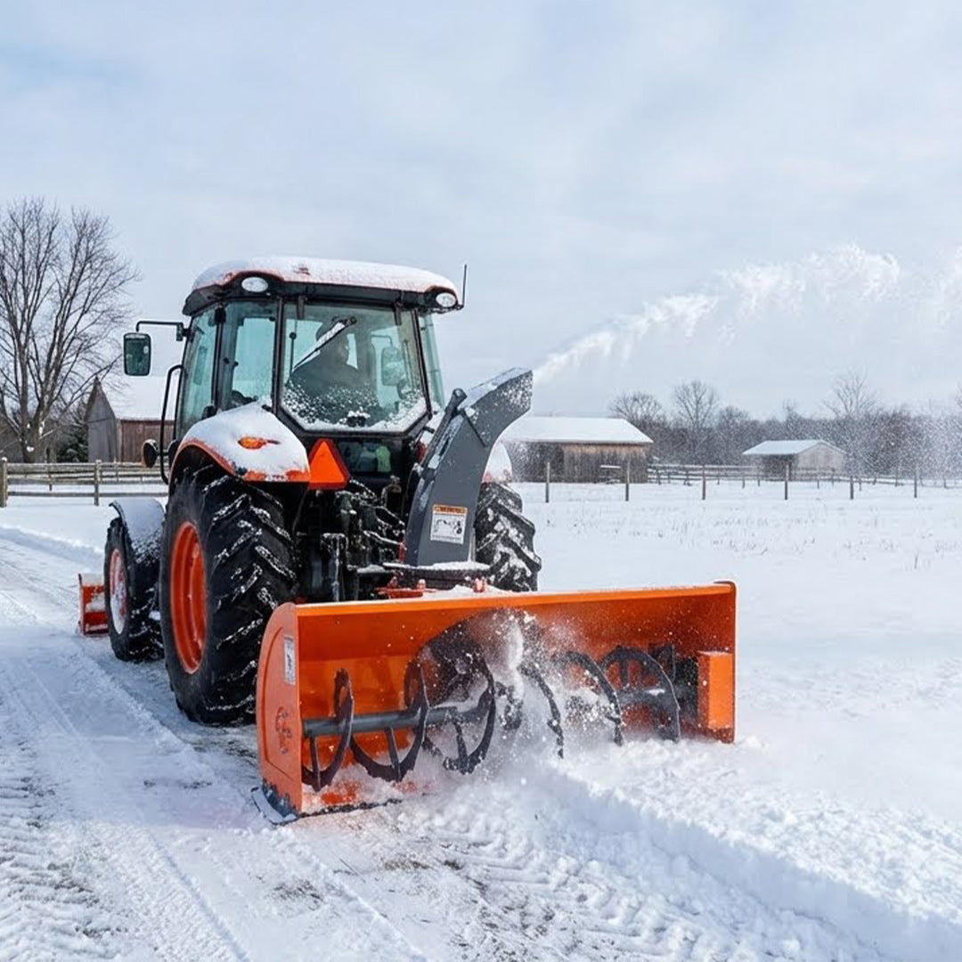 84" 3-Point Hitch Snow Blower, 25-90 HP, 24" Diameter Impeller, 360° Snow Chute, CAT 1 & CAT 2 Suspension, TMG-TBS84