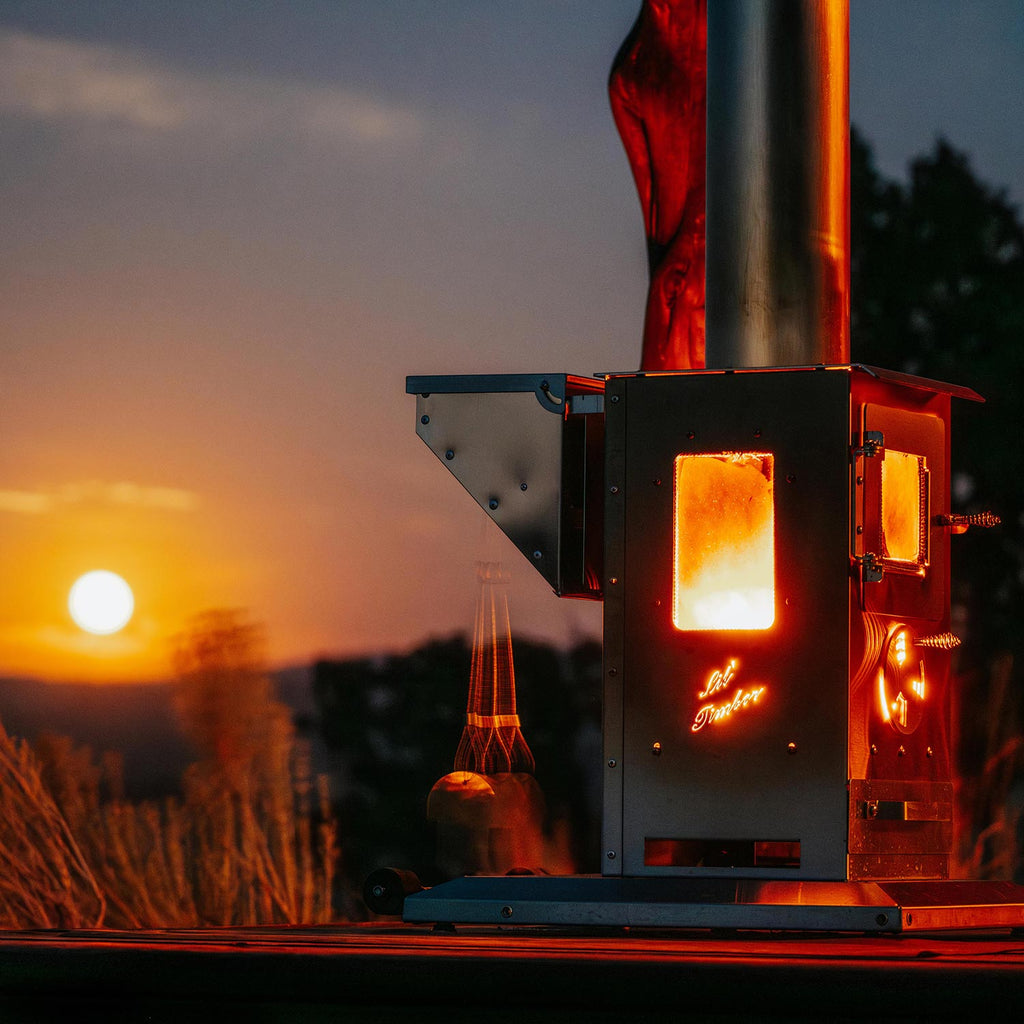 Timber Stoves Lil’ Timber Patio Heater (Stainless) with Elite Safety Cage