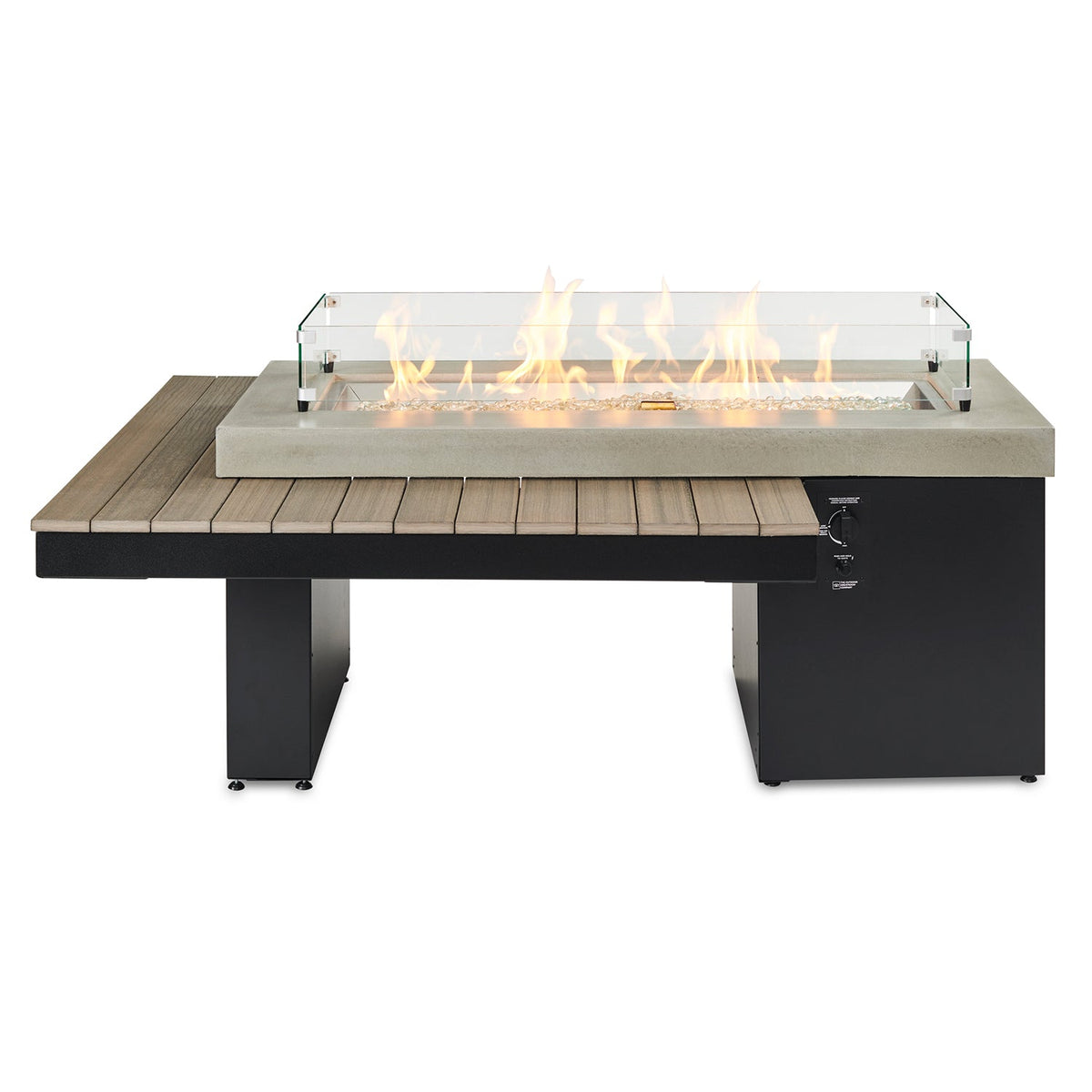 Uptown Coastal Grey – Table brasero linéaire à gaz avec pare-feu en verre – UPT-1242-CGR/GG-1242