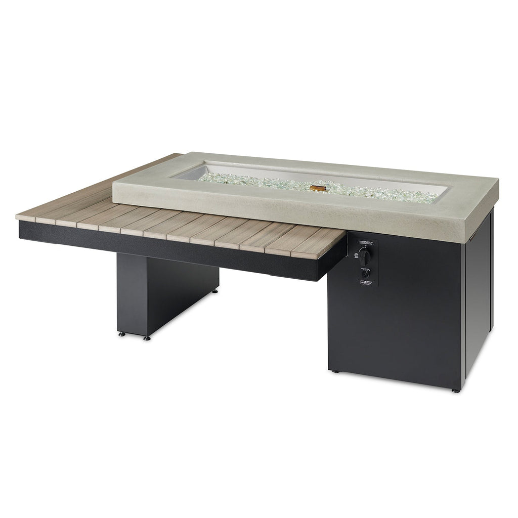 Uptown Coastal Grey – Table brasero linéaire à gaz avec pare-feu en verre – UPT-1242-CGR/GG-1242