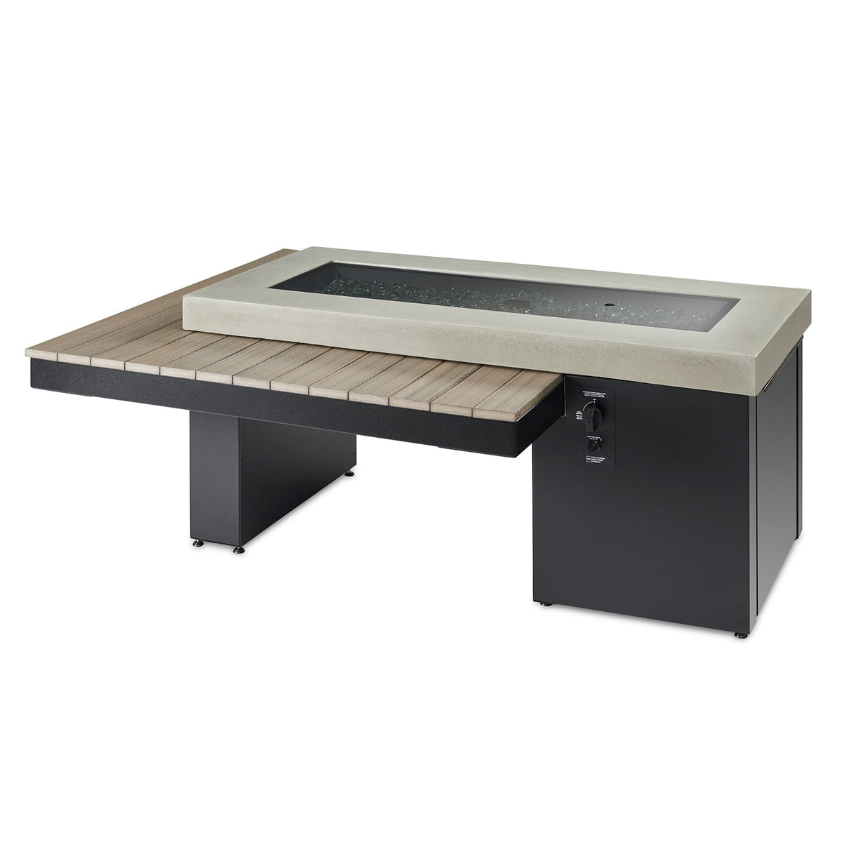 Uptown Coastal Grey – Table brasero linéaire à gaz avec pare-feu en verre – UPT-1242-CGR/GG-1242