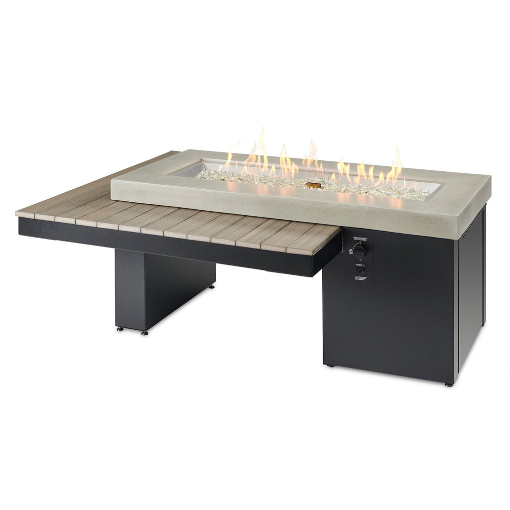 Uptown Coastal Grey – Table brasero linéaire à gaz avec pare-feu en verre – UPT-1242-CGR/GG-1242