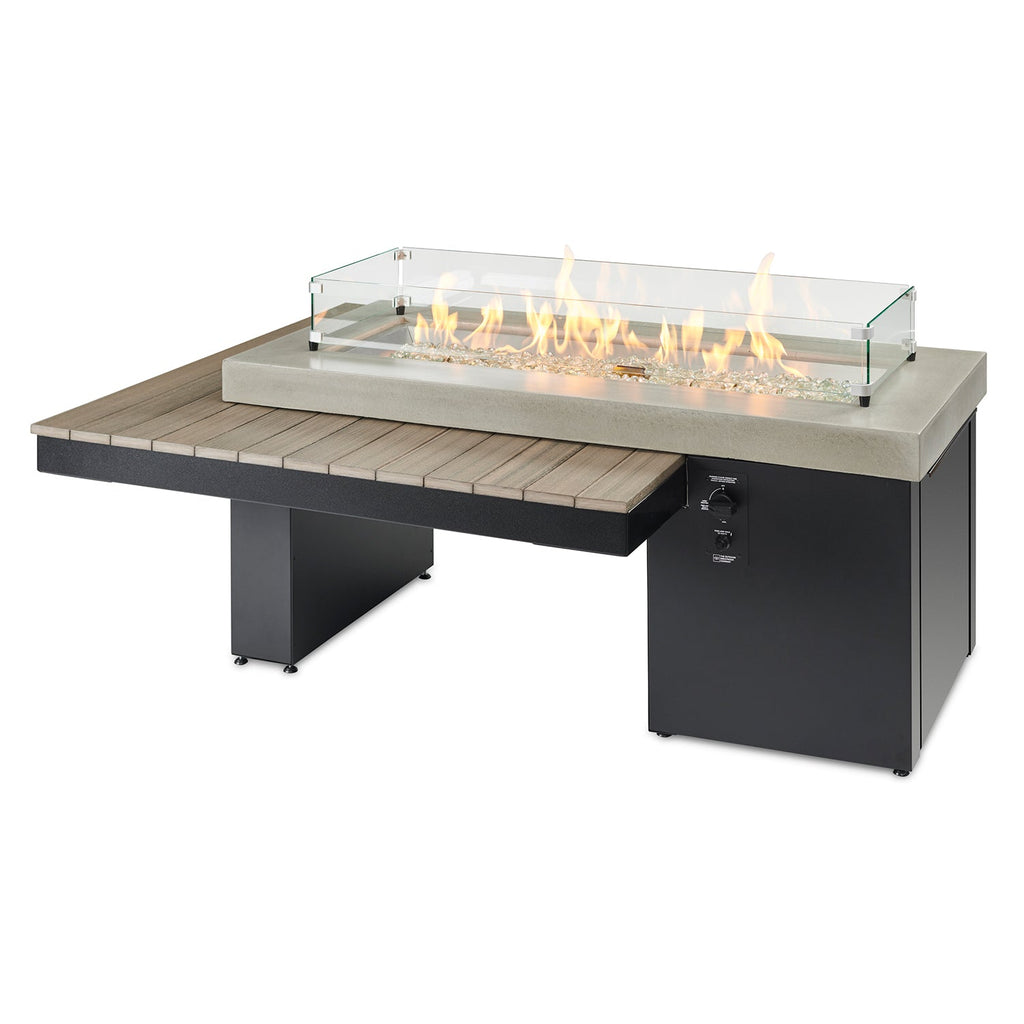 Uptown Coastal Grey – Table brasero linéaire à gaz avec pare-feu en verre – UPT-1242-CGR/GG-1242