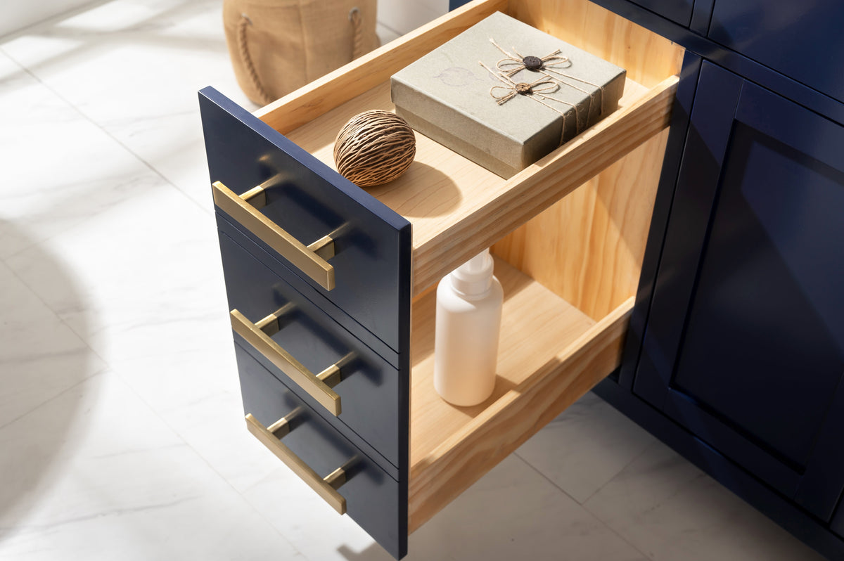 Meuble double vasque Valentino 84" avec plan en quartz blanc
