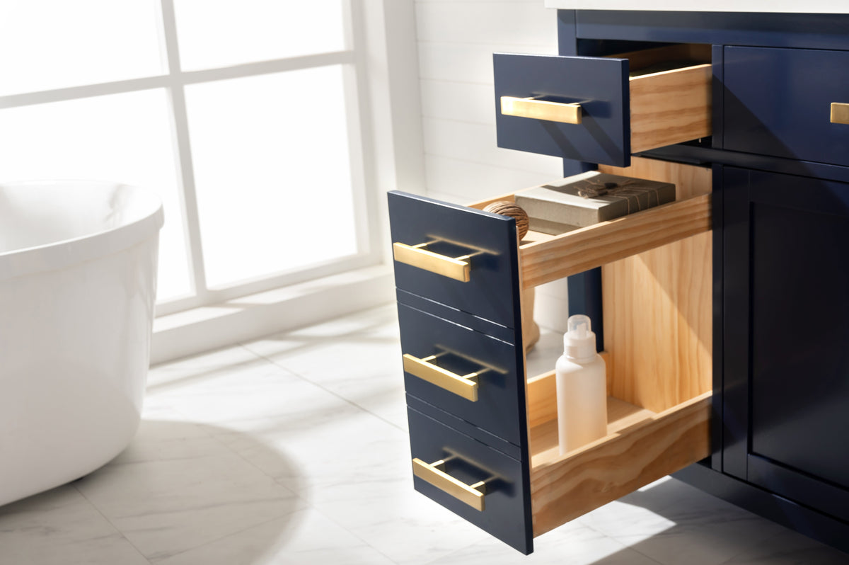 Meuble double vasque Valentino 84" avec plan en quartz blanc
