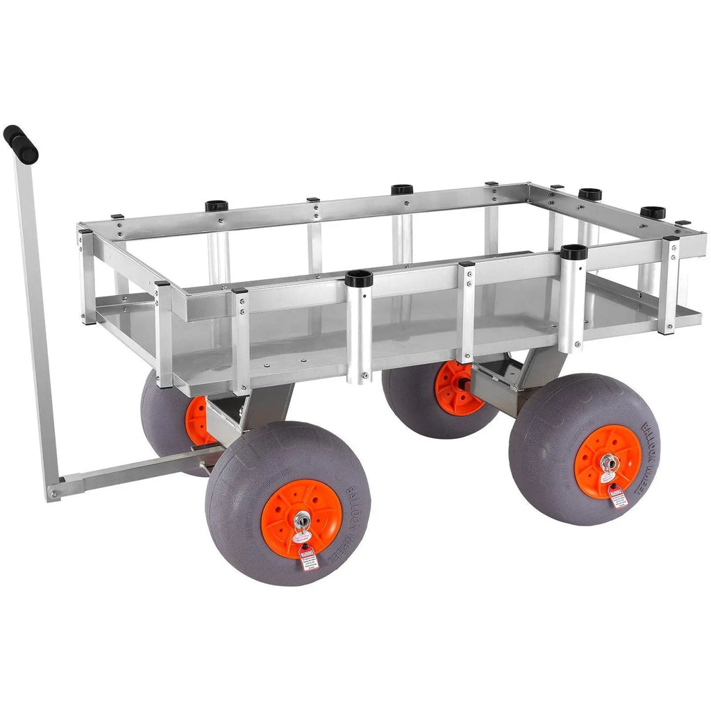 500 lbs Beach Fishing Cart, 13" PU Balloon Tires, Heavy-Duty Aluminum Frame, 6 Rod Holders, DOBA-MC500