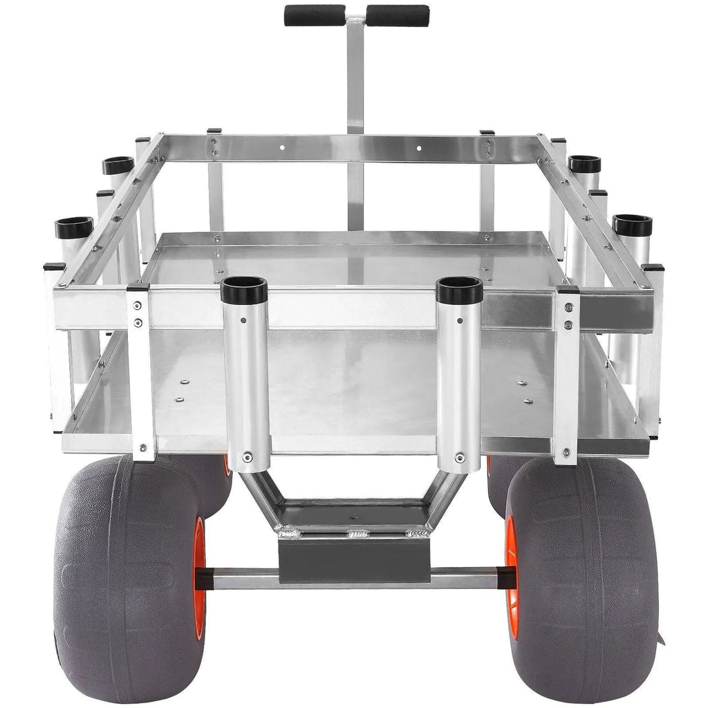 500 lbs Beach Fishing Cart, 13" PU Balloon Tires, Heavy-Duty Aluminum Frame, 6 Rod Holders, DOBA-MC500