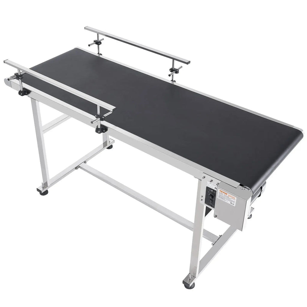 59" x 23.6" Motorized Belt Conveyor, Stainless Steel Frame, Adjustable Speed, Anti-Static PVC Belt, DOBA-CB59