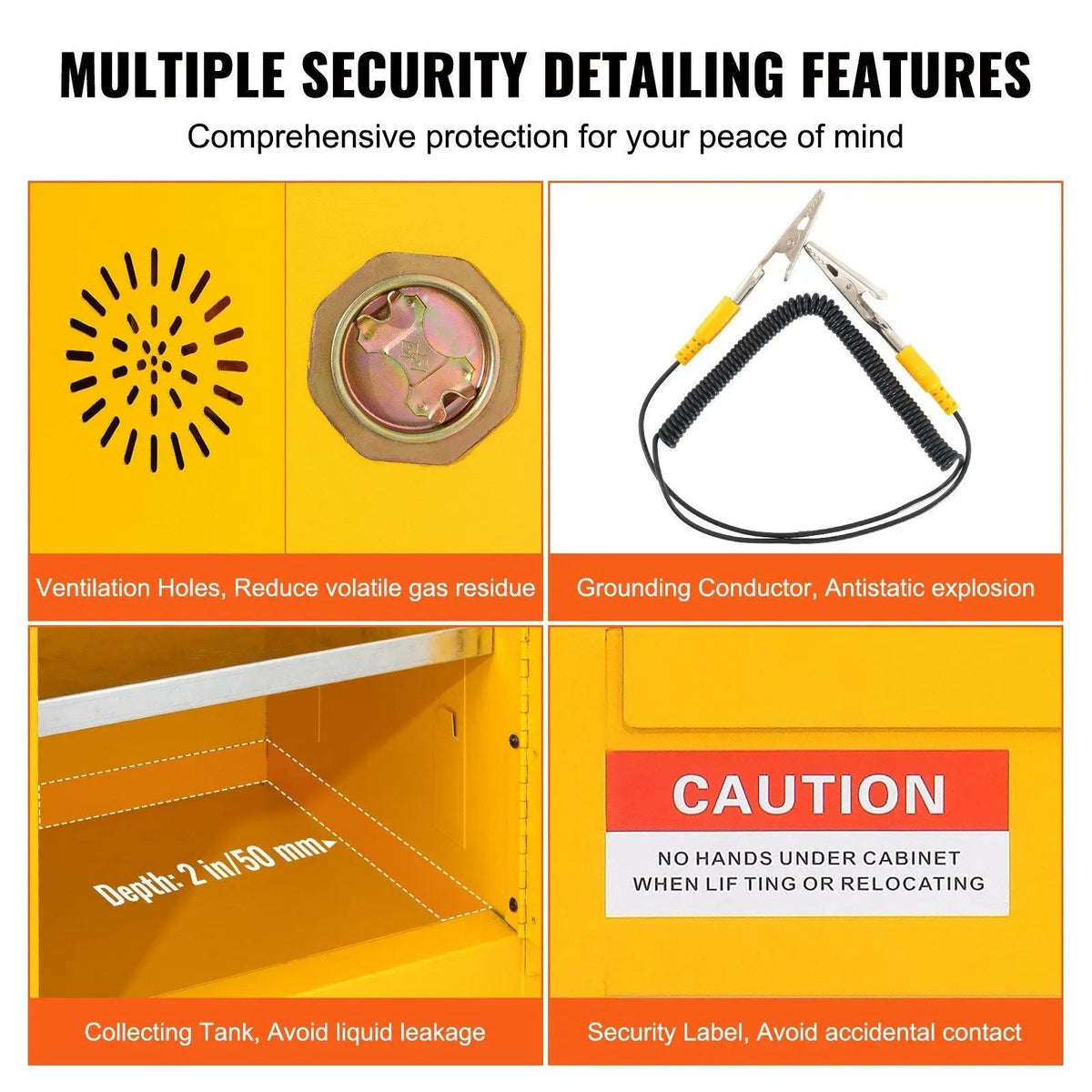 45 Gal Flammable Safety Cabinet, Cold-Rolled Steel, Explosion-Proof Design, 2 Adjustable Shelves, DOBA-CF45