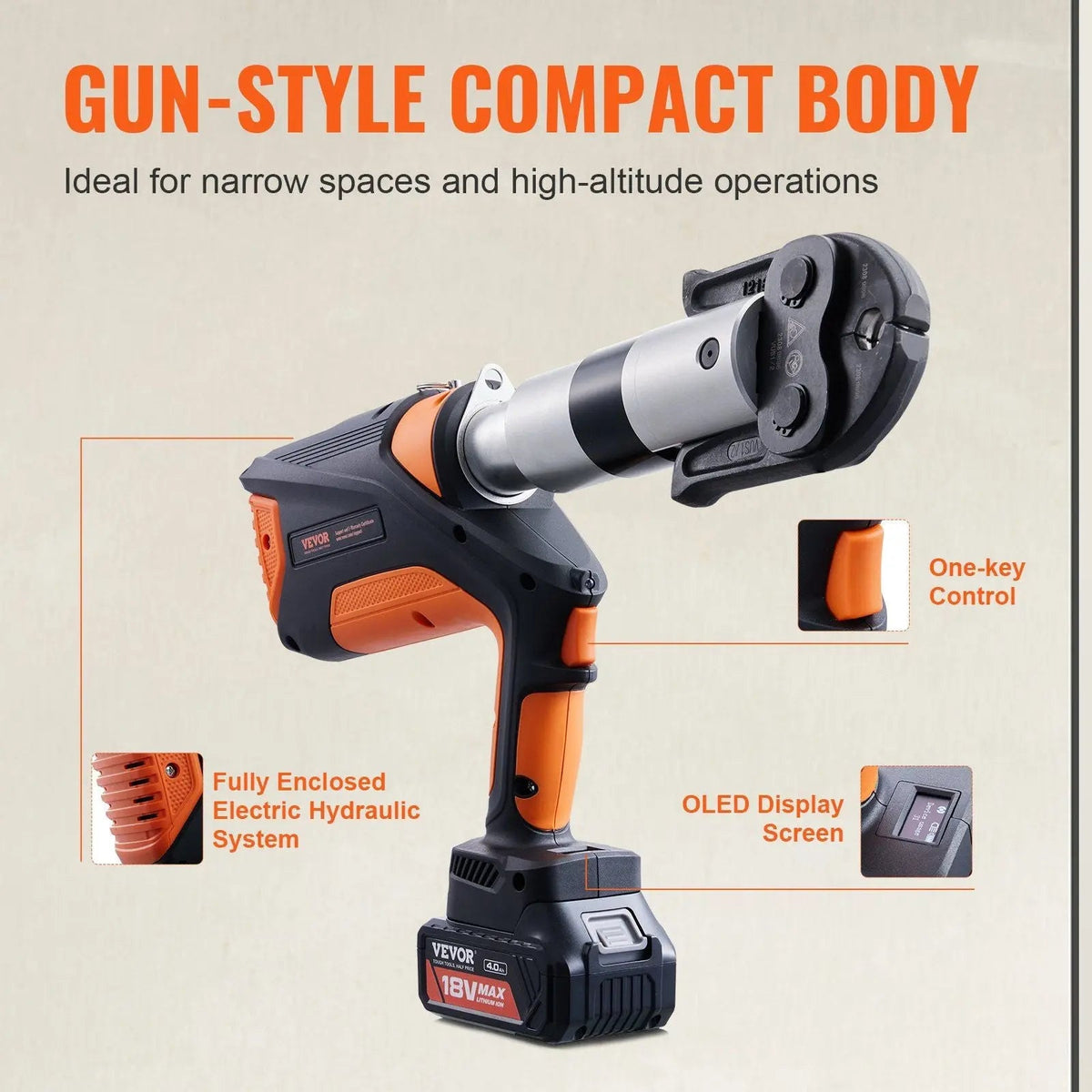 18V Electric Pro Press Tool, 1/2"–2" Pipe Capacity, 360° Rotating Crimper, Brushless Motor with 6 Jaws, DOBA-PT18