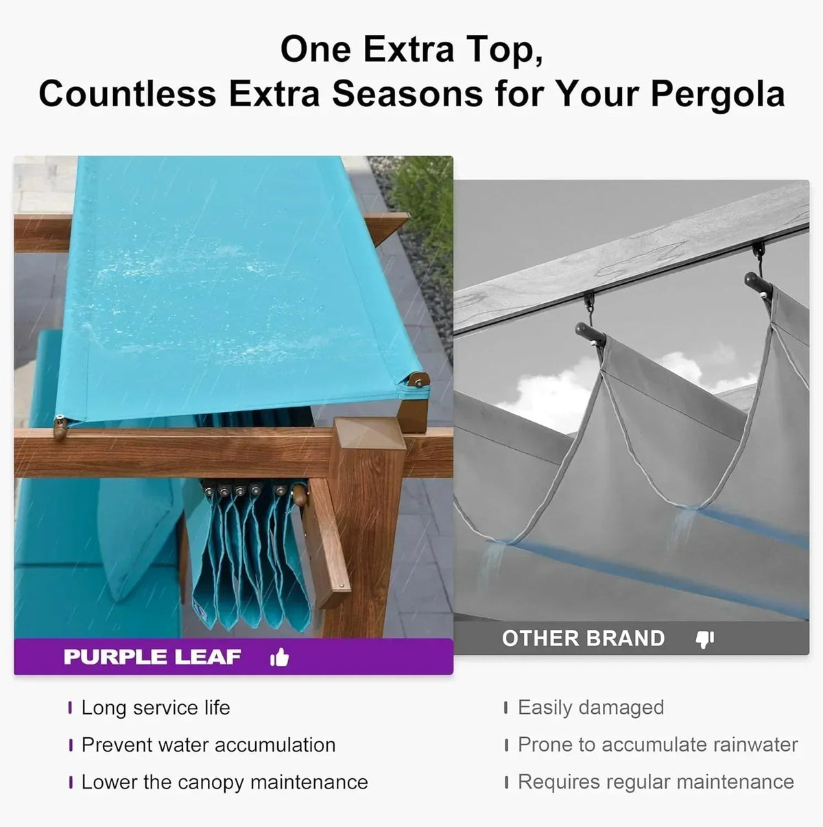 PURPLE LEAF Outdoor Retractable Pergola with Sun Shade Canopy In Natural Wood Grain Frame With Curtains