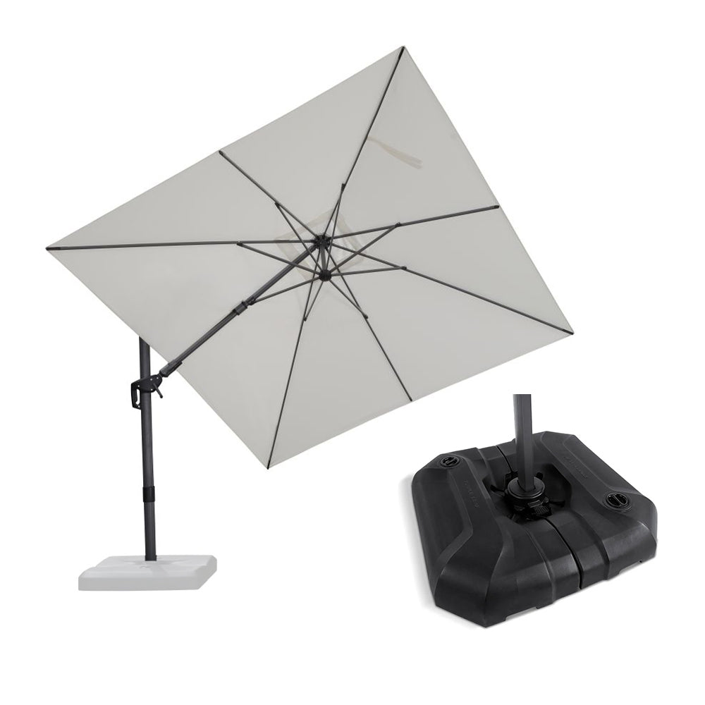 PURPLE LEAF Lateral Tilt Patio Umbrella with Base, 360° Swivel Cantilever Umbrella with Stand