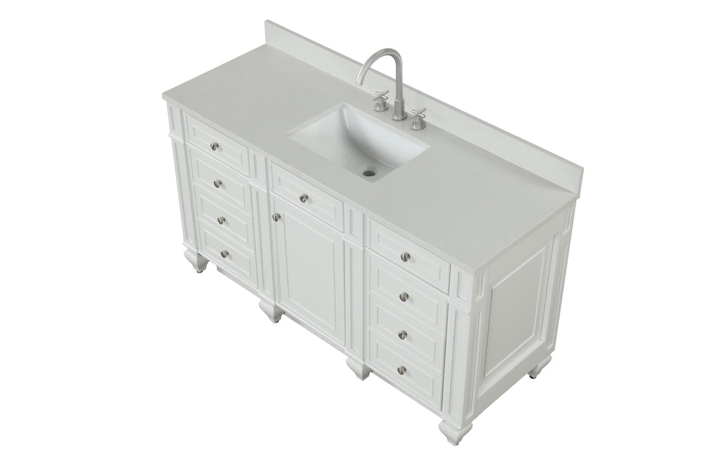 Meuble vasque simple Winston 60" avec plan en quartz blanc