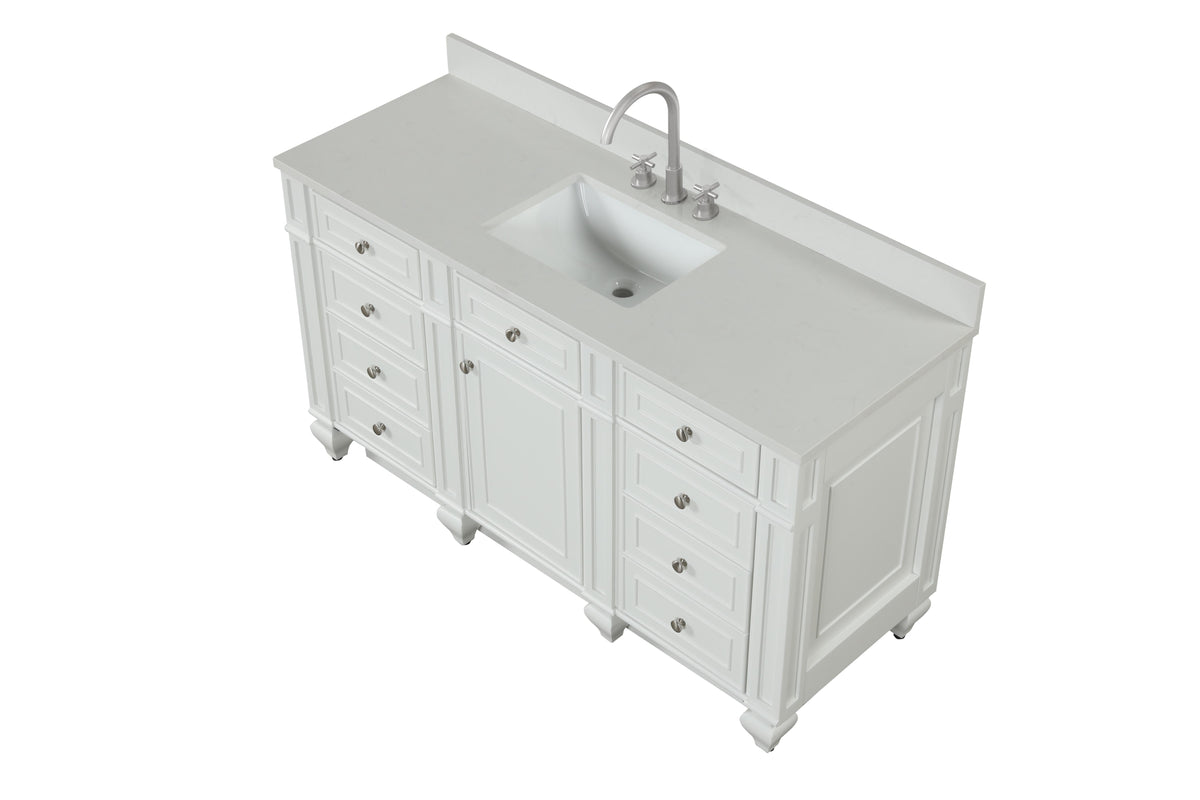 Meuble vasque simple Winston 60" avec plan en quartz blanc
