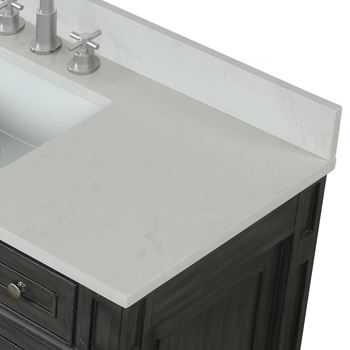 Meuble double vasque Winston Grey 72" avec plan en quartz blanc