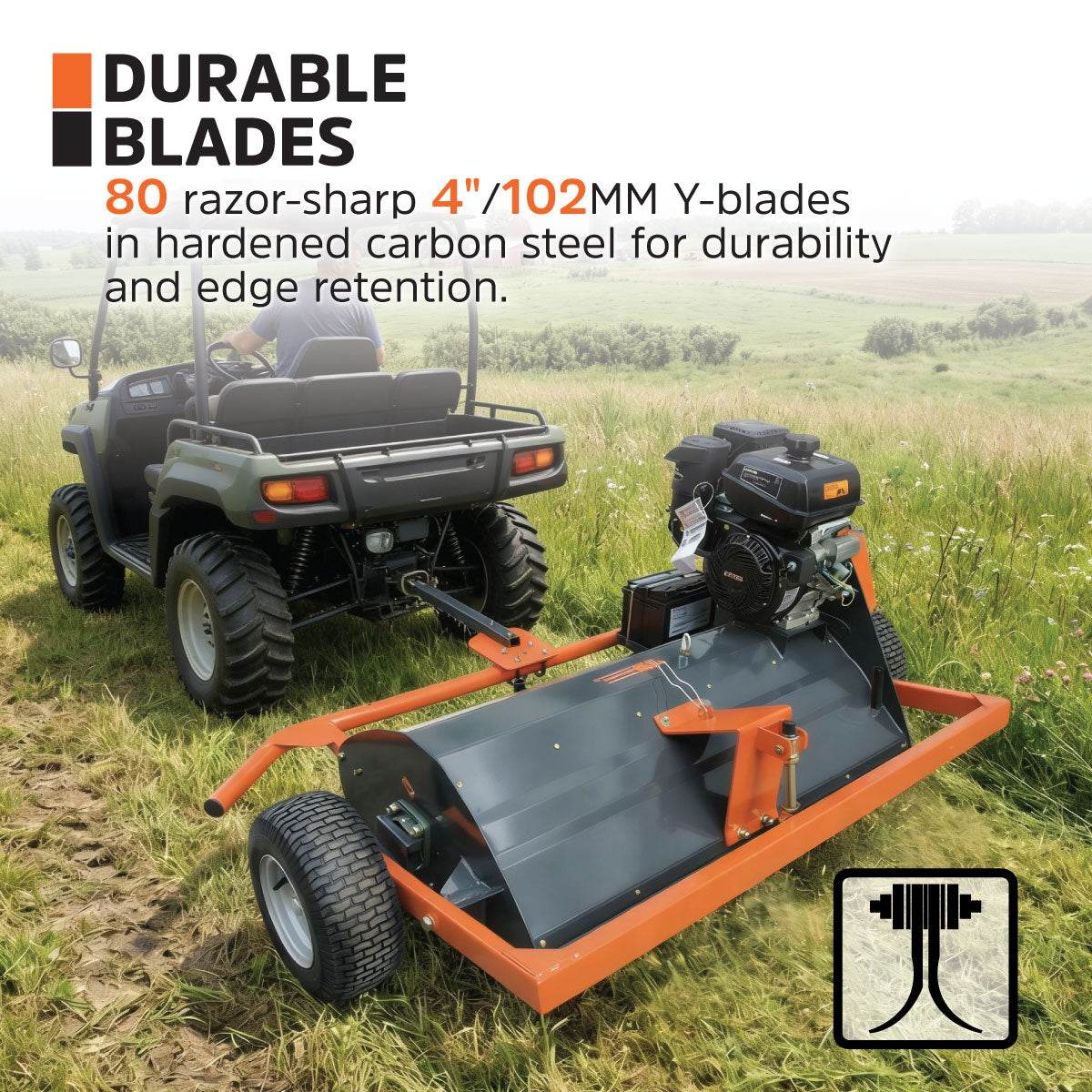 48" ATV Flail Mower Slasher with 14 HP Kohler Engine and Tow-Behind Side Shift, TMG-AFM48K