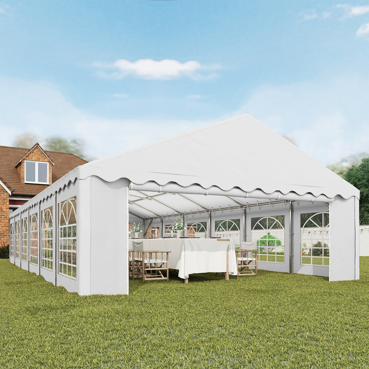 20' x 40' Heavy Duty Party Tent and Carport with Sidewalls, White