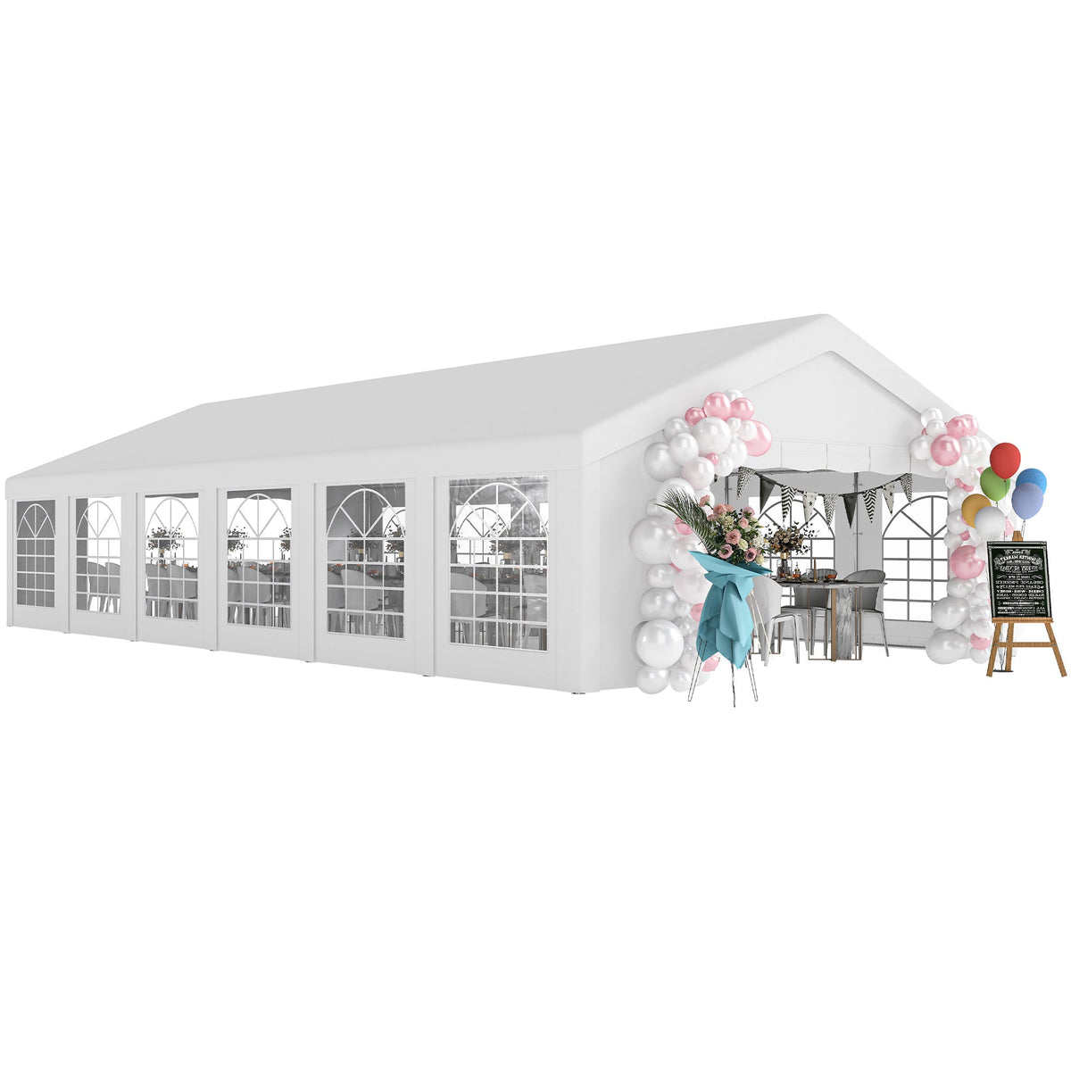 20' x 40' Heavy Duty Party Tent and Carport with 12 Sidewalls, White