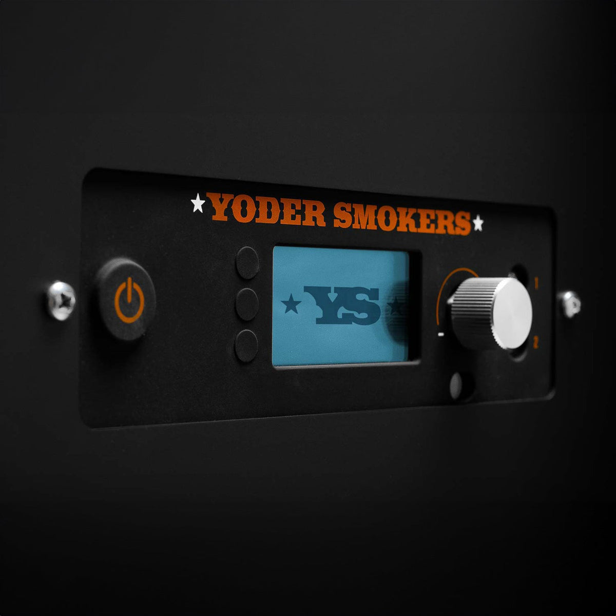 Yoder Smokers YS640s Pellet Grill on Competition Cart (Orange) + T-Stat Door Kit & Stainless Side Shelves