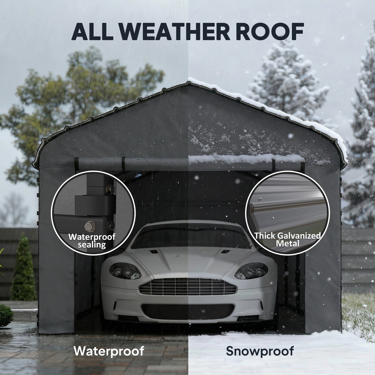 Onward 12' x 20' Heavy Duty Metal Carport with Galvanized Roof & Removable Sidewalls