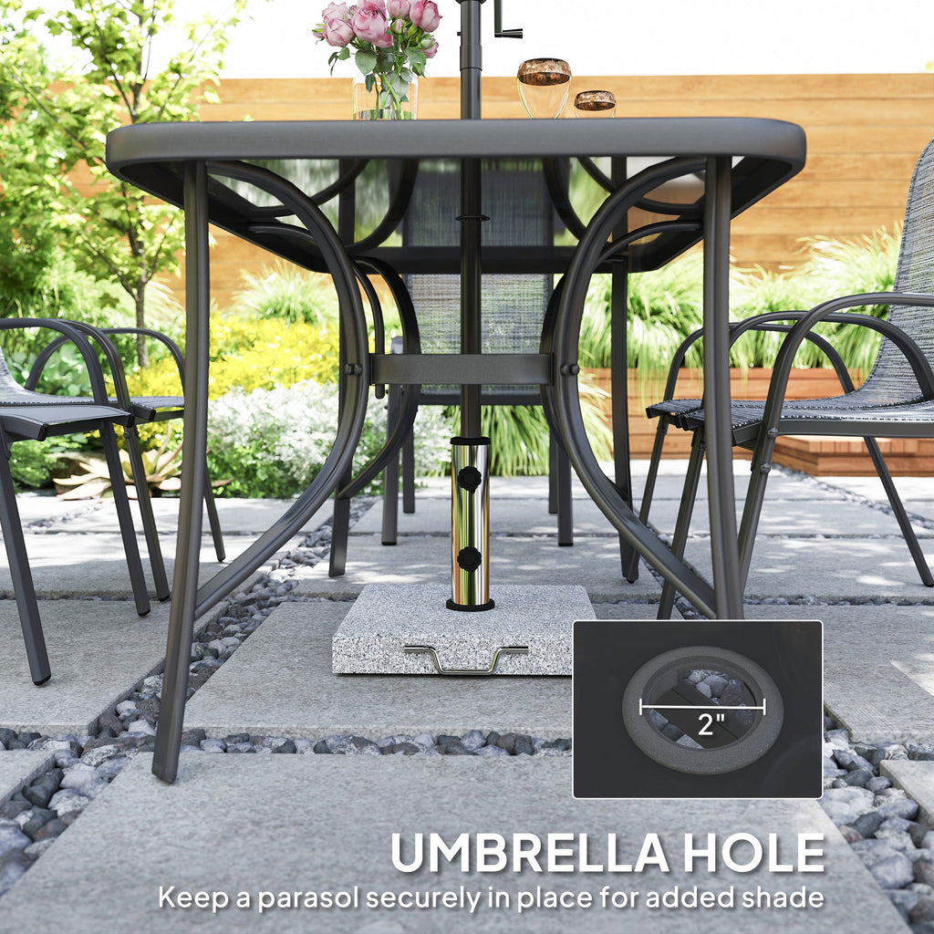 8-Piece Patio Dining Set with 9 Ft Umbrella, Mixed Gray